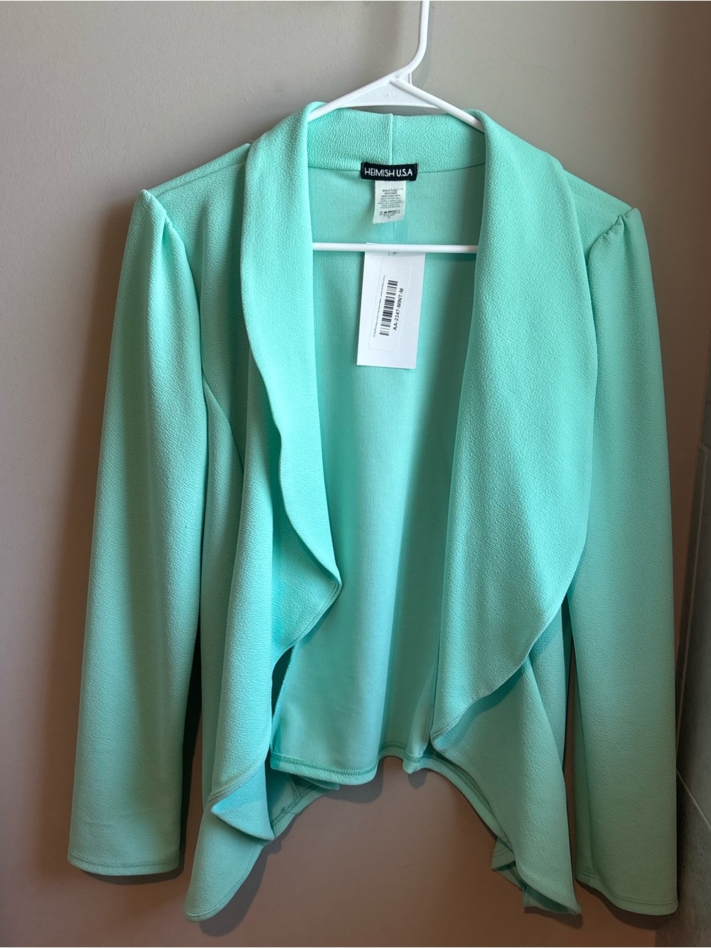 HEIMISH USA Mint Open-Front Draped Blazer